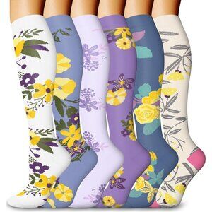 Women's Multi-Color 6 Pairs Compression Socks 15-20mmhg Compression Stockings